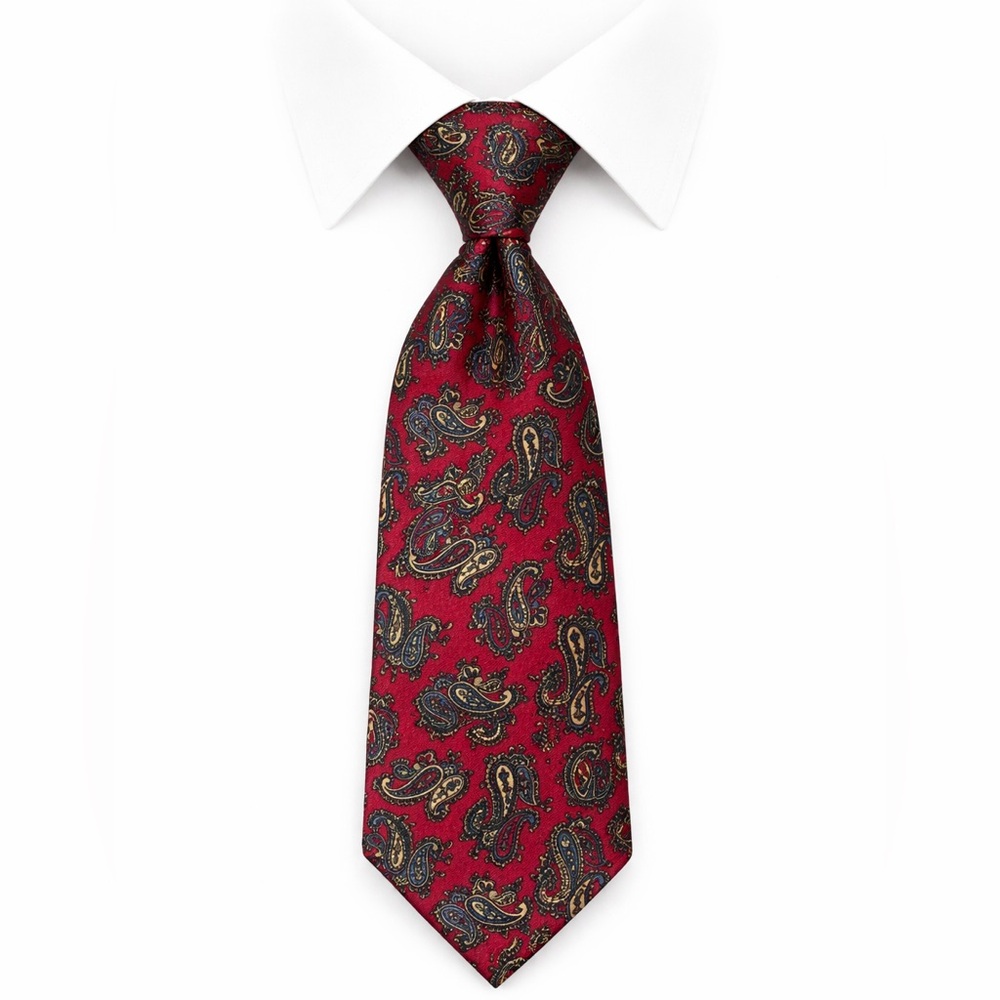 Kuppenheimer Men Paisley Neck Tie Quiet Luxury Old Money Career Professional Red